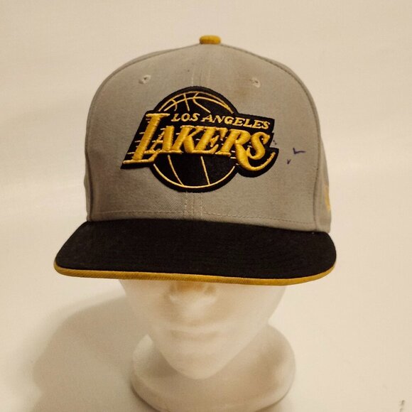Los Angeles Lakers New Era Grey Black Era Snapback Hat Cap One Size - Picture 1 of 11